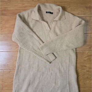 Sleeve Cream Sweater Maxi